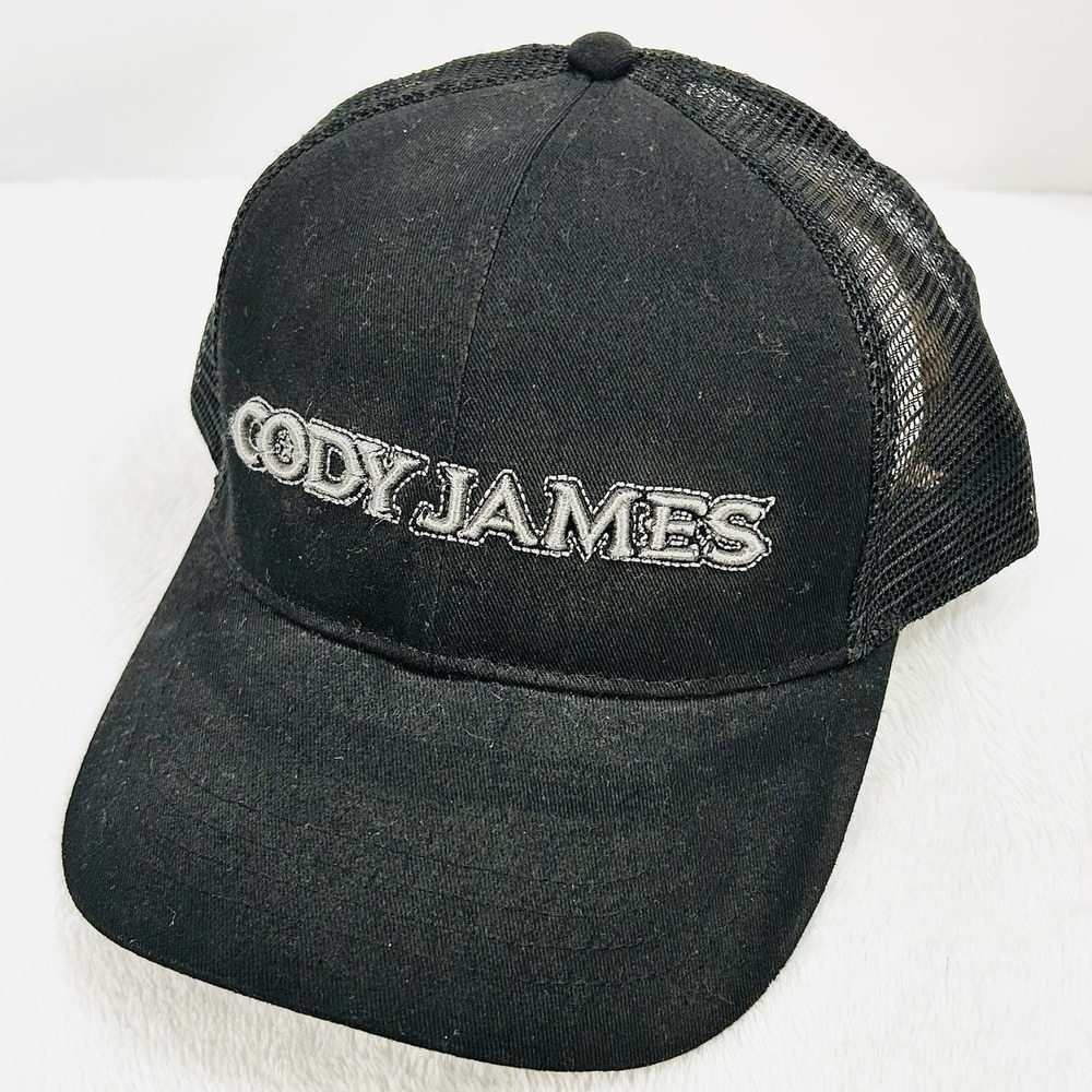 Cody James Wordmark Logo Trucker Hat Cap Snapback Adjustable Black Western